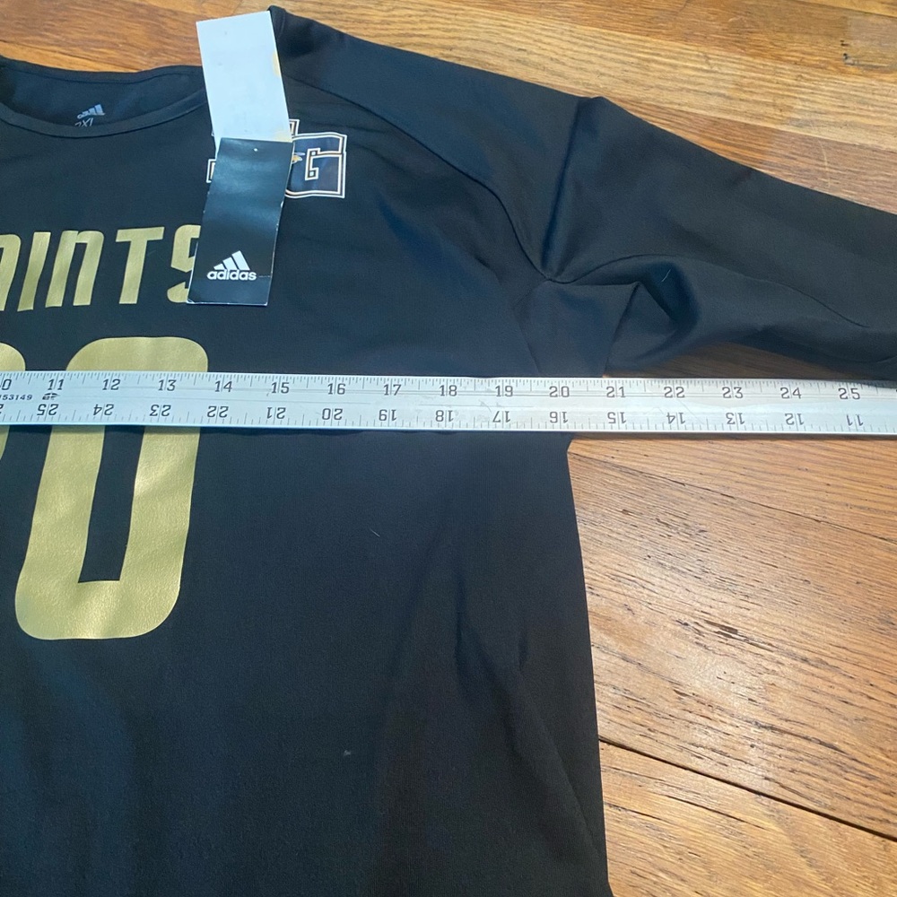 Adidas Saints 20 mens Long Sleeve Performance Tee Black Gold Size 2XL NWT - Picture 4 of 7
